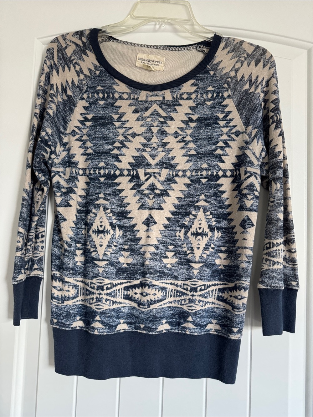 Denim & Supply Ralph Lauren Aztec Crewneck Sweater - Navy & Cream